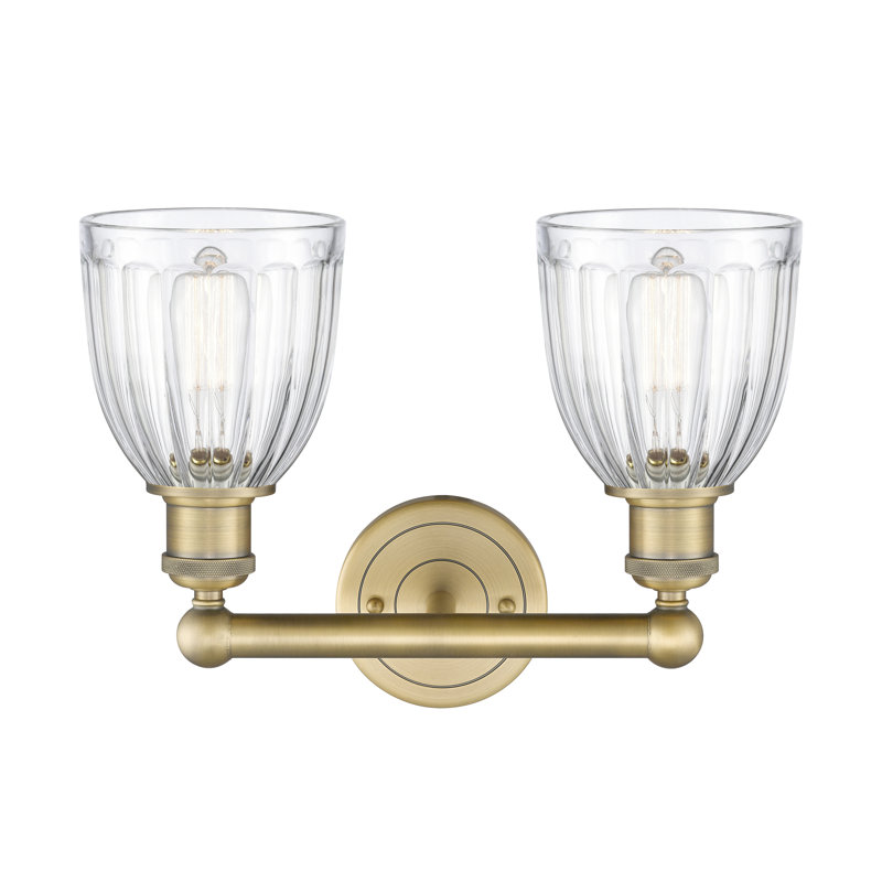 Éclairage pour meuble-lavabo à 2 lumières 14,75 po Radegonde, Transparent, Brushed Brass