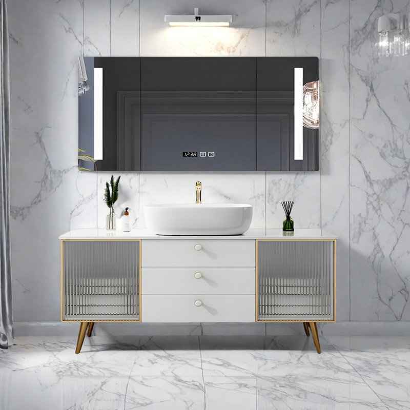 Modern smart mirror cabinet bathroom cabinet, 38.97" H x 51.18" W x 19.68" D