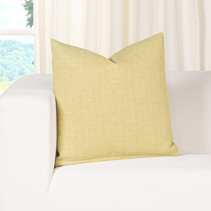 Coussin décoratif en faux lin Indy, Vert, Carré 16 po, Polyester