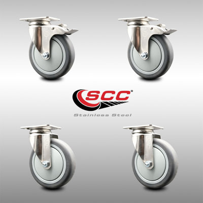 4 Piece Thermoplastic Rubber Swivel Caster Set