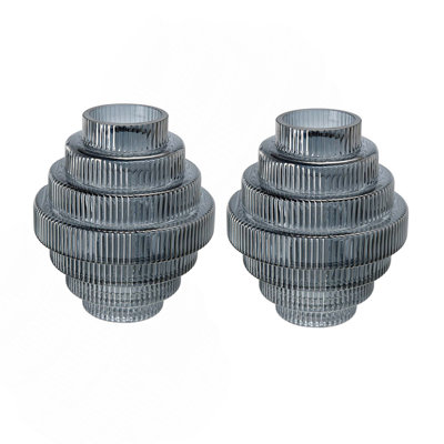 D5.9X6.7 "Vase géométrique à plusieurs niveaux (ensemble de 2)