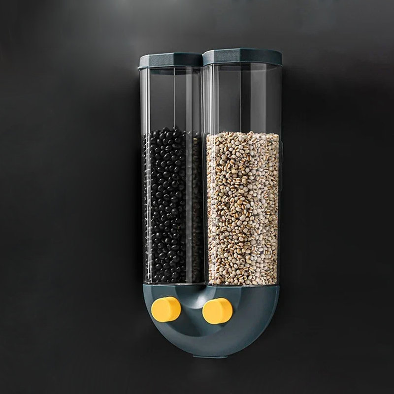 Dry Food Dispenser Wall Mounted 2 Grid, Blue