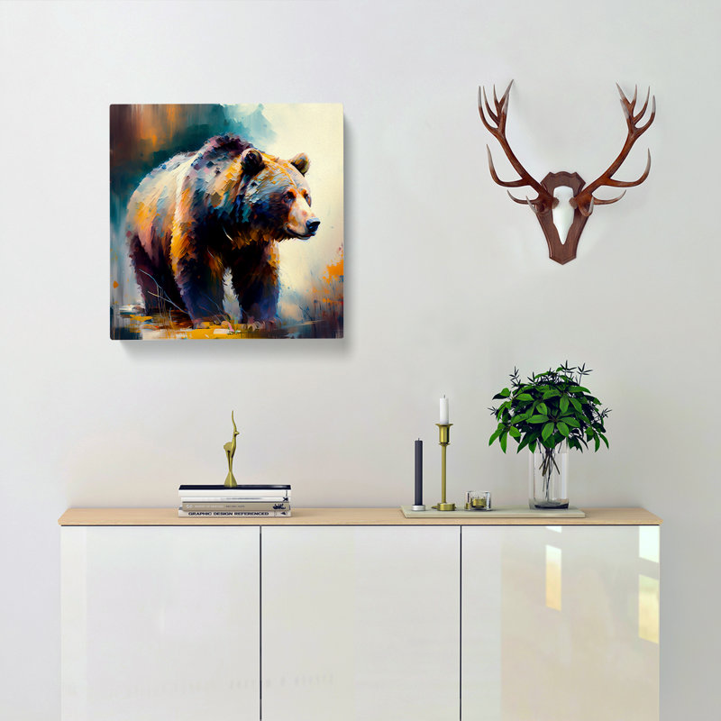Bear Palette Knife Painting - Print, 50cm H x 50cm W x 3cm D