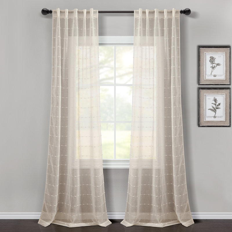 Paire de rideaux transparents , L 38 po x L 84 po, Beige
