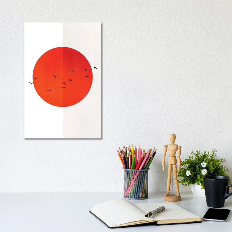 Seagulls Of The Sun by Kubistika - Wrapped Canvas Print, 20.32 cm H x 30.48 cm W