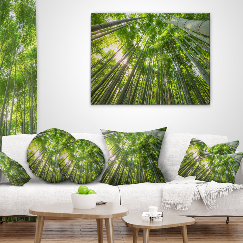 Oreiller en bambou dans un coussin de forêt kyoto, 18 po x 18 po, Coussin décoratif