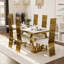 Ensemble de table de salle à manger 7 pièces blanc et argent avec 6 chaises blanches Boucle-1339516817-1339516846