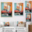 Corail orange Mid Century, contrastes colorés sur toile-758972807-758972829