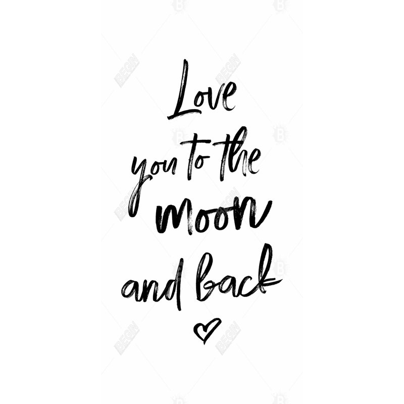 «Love you to the lune and back» - Décor romantique sur toile noire