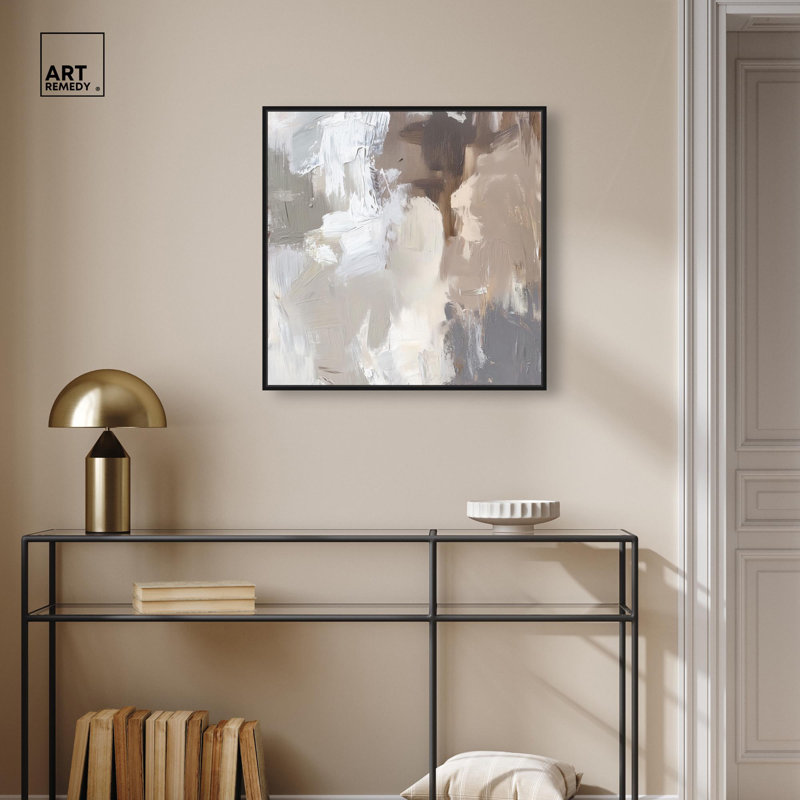 «Faded Textured I» par Art Remedy, H 25 po x l 25 po, Cadre flottant, Noir