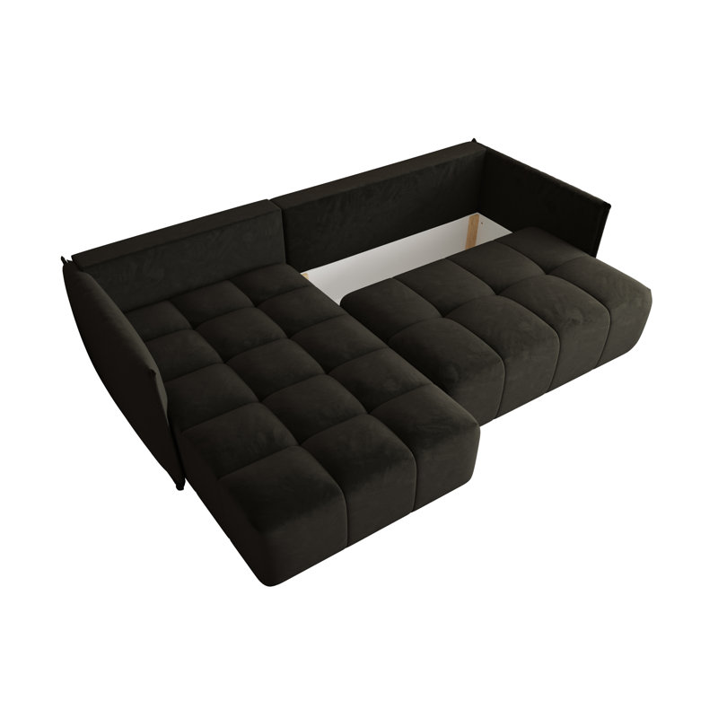 Berthamae 3 Seater Corner Sofa , Left -sided, Black