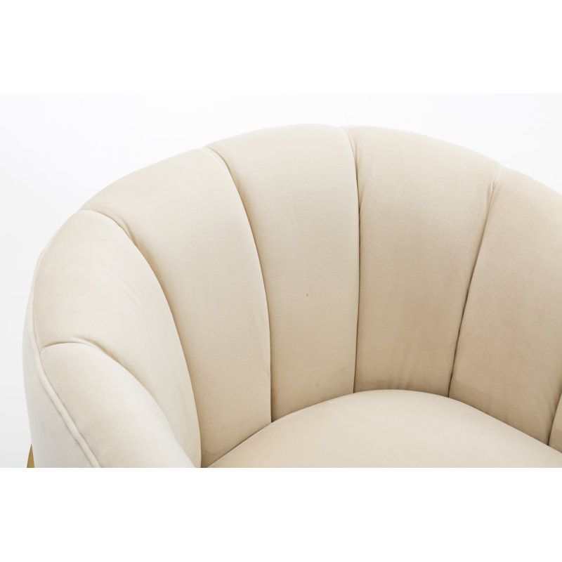 Fauteuil demi-tonneau rembourré l 30 po Romy, Velours beige