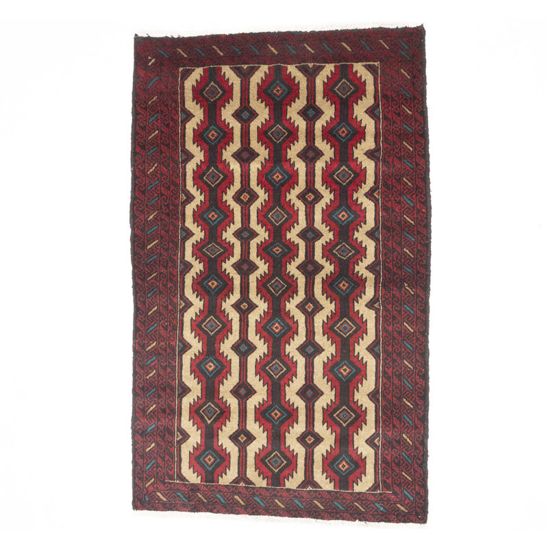 Tapis tribal rétro noué à la main 4 pi x 6 pi