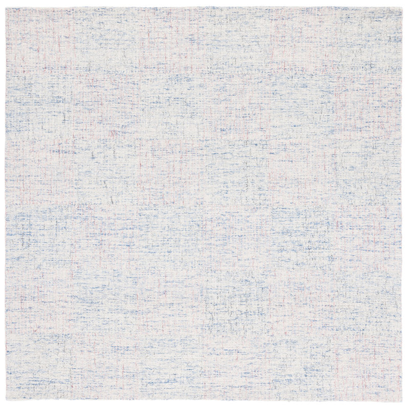 Zachary Handmade Tufted Wool Blue/Ivory Area Rug, Square 6'