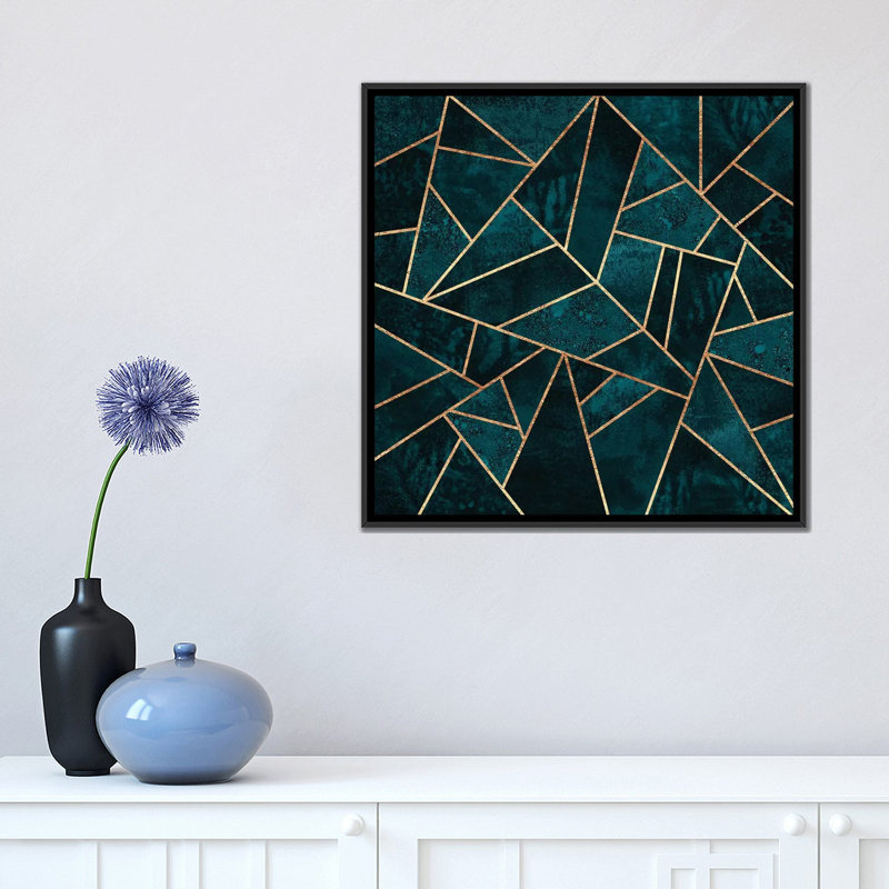 «Deep Teal Stone» par Elisabeth Fredriksson, impression sur toile tendue, H 18 po x l 18 po x P 1,5 po, Toile tendue