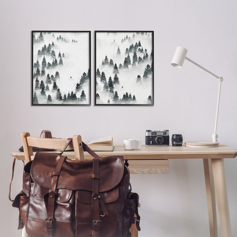 Winter Winter Slopes Mountain, ensemble de 2 giclées encadrées par Ziwei Li, H 20 po x l 32 po x P 1,5 po