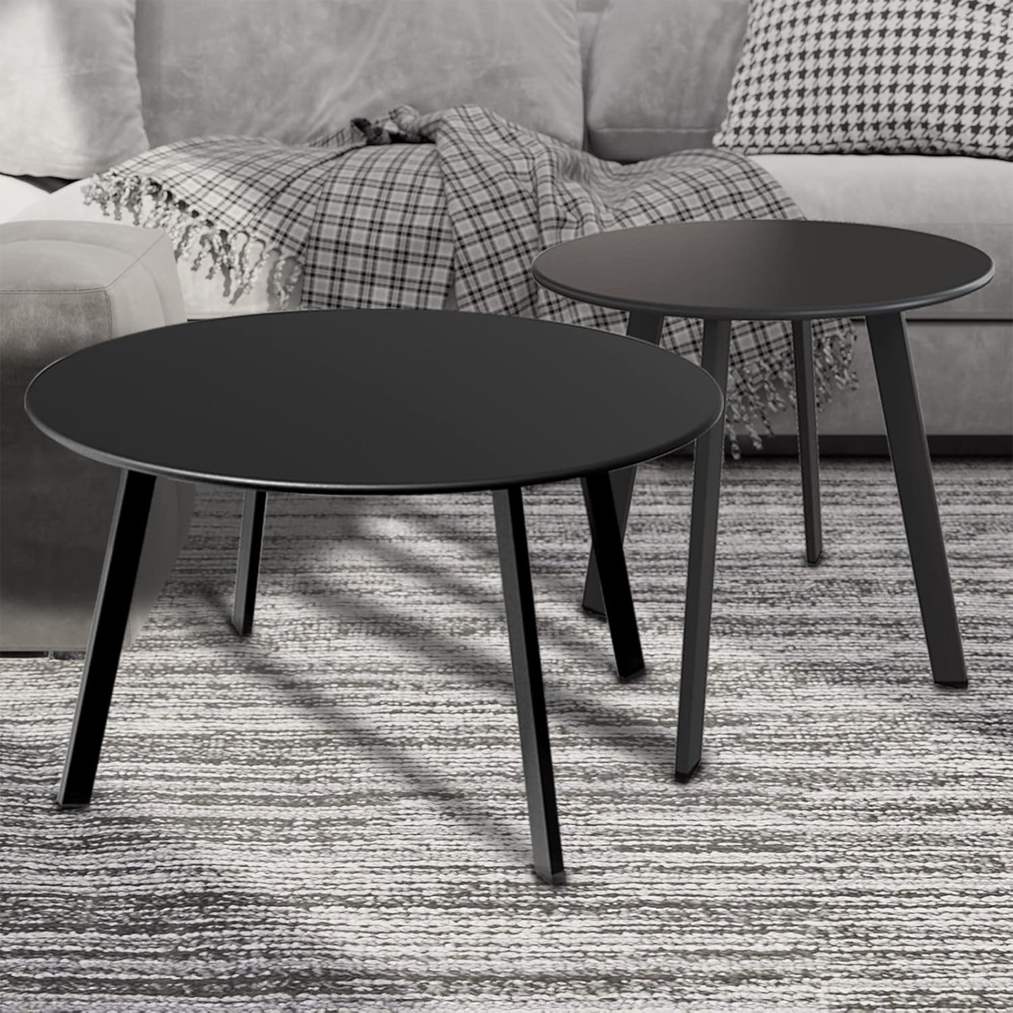 Latitude Run® 2-Piece Black Round Dining Table, Large Side Table and End Table | Wayfair