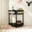 Unique Half Moon Design End Table With Sliding Rattan Door,Elegant Semi-Circle Entryway Console Table With 2 Rattan Storage Cabinet And Bottom Shelf