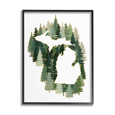 Michigan State Outline, pin vert, forêt