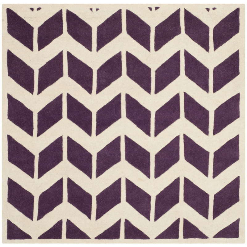 Deedie Hand Tufted Wool Chevron Rug, Square 5'