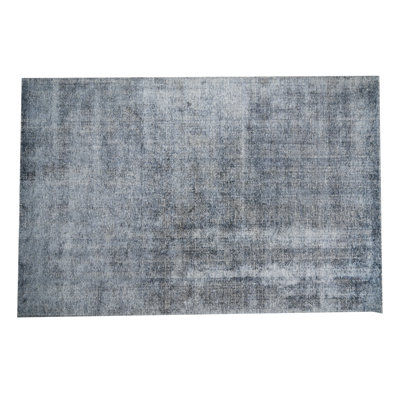 Tapis gris anthracite tissé à la main | Tapis en laine et bambou en soie moderne | 7 mm d'épaisseur
