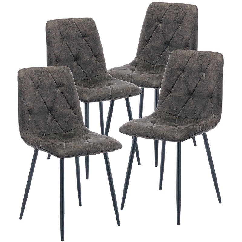 Abishanth Upholstered Dining Chair, Grey, 4