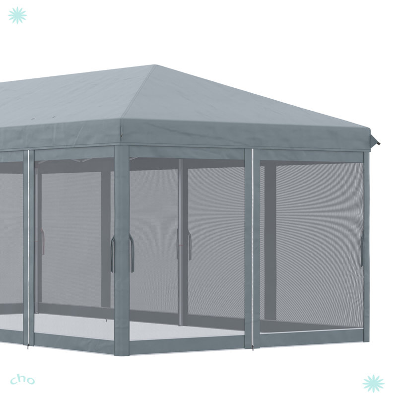 Tente pop-up avec auvent et abri de soleil instantané robuste, Gris
