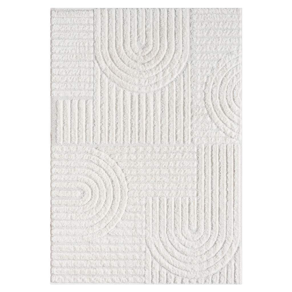 Teppich Focus 765 Hochflor Boho  Weiß, Creme Hochtief-Muster 3D-Effekt Geometrisch Navdia