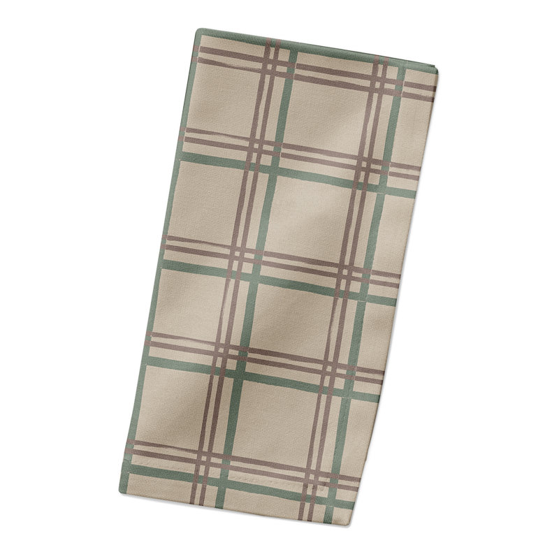 Nahia Cotton Twill Plaid Square Napkin, Brown