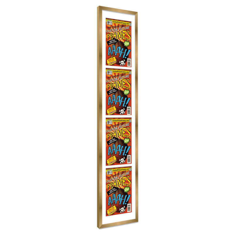 Wood Picture Frame with Mat, 7.25" x 10.5", Gold/White