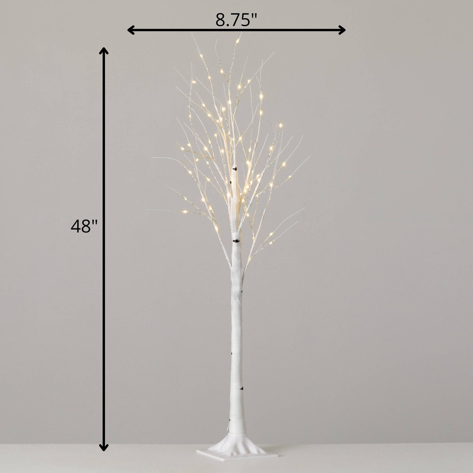 48" Christmas Lighted White Birch Tree, White