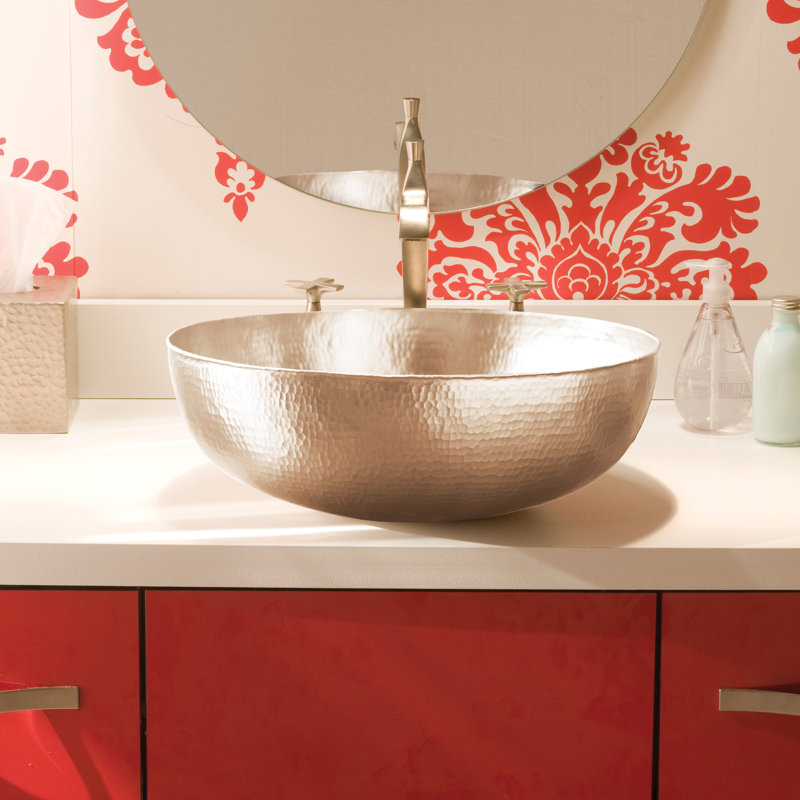 Maestro Metal Circular Vessel Bathroom Sink, Brushed Nickel