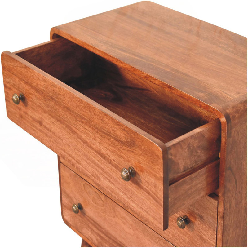 Commode courbée en bois massif et miel et caramel, Marron clair