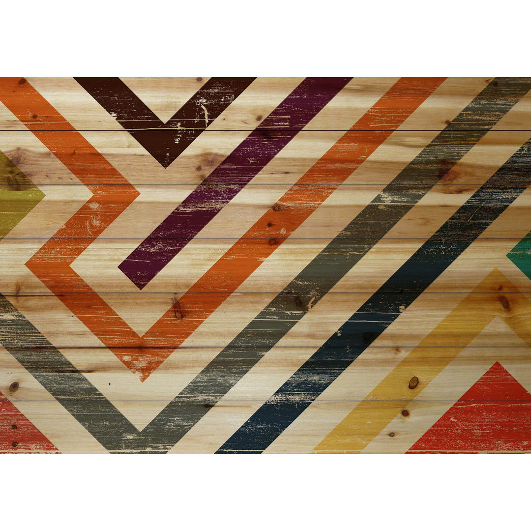 'Colour Paths' Graphic Art Print on Wood