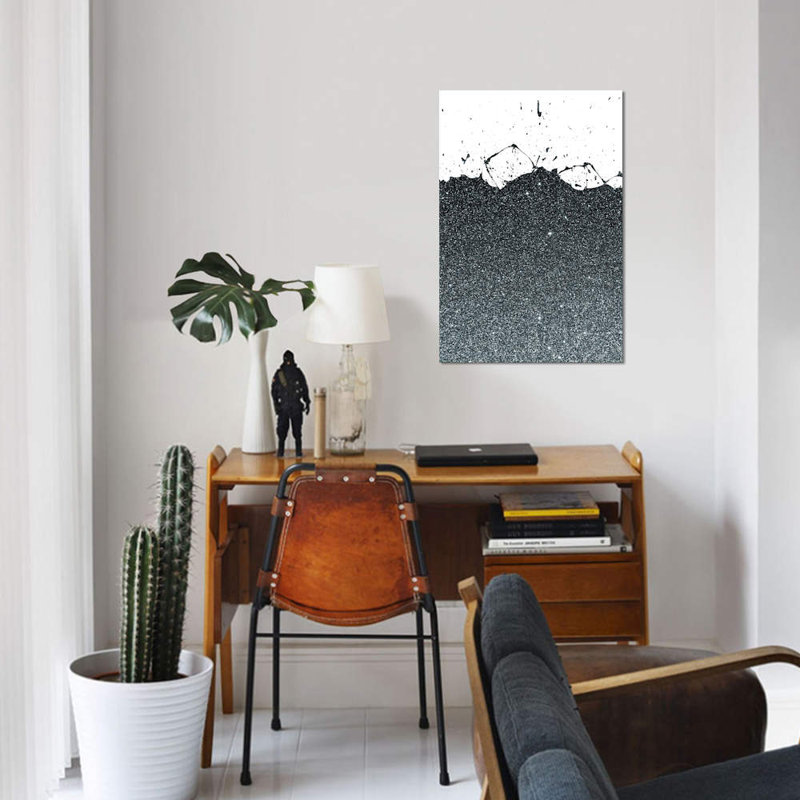 « black splatter theme », impression sur toile, H 12 po x l 8 po x P 0,75 po, Pas de tapis, Toile tendue