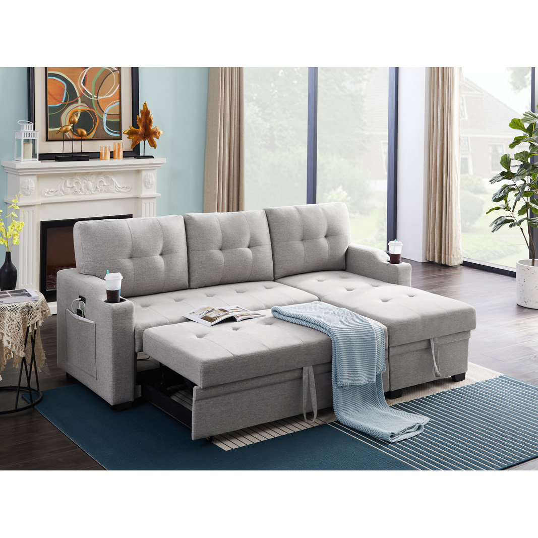 Latitude Run® Mishaela Fabric Sleeper Sectional With USB Charging In ...