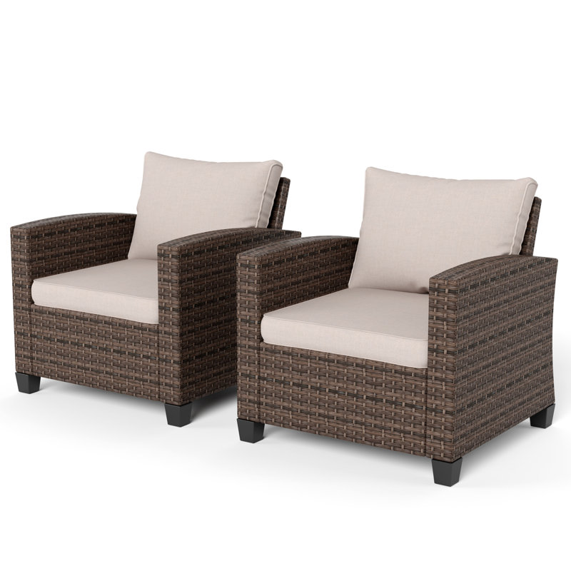 Chaise de patio avec coussins Irmelie, Beige