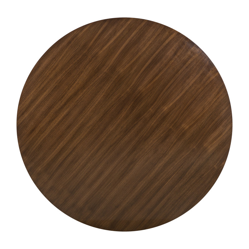 Mid-Century Modern Round Walnut Dining Table with Brass Base
