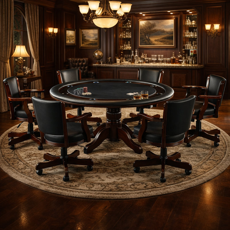 Table de poker et de salle à manger de 60 pouces par la salle de jeux RAM, Cappuccino