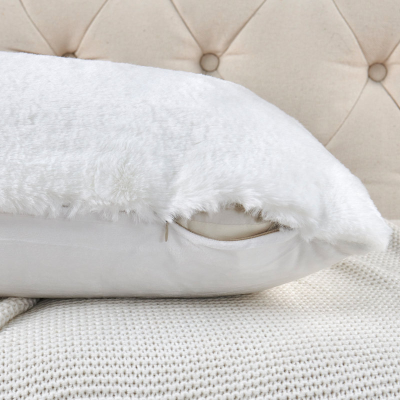 Housse de coussin lourd en fausse fourrure, H 20 pi x l 20 pi, Blanc brillant