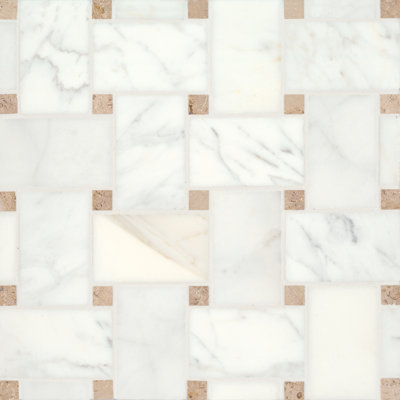 Jumbo Basketweave 12" x 12" Matte Marble Mosaic Floor and Wall Tile 