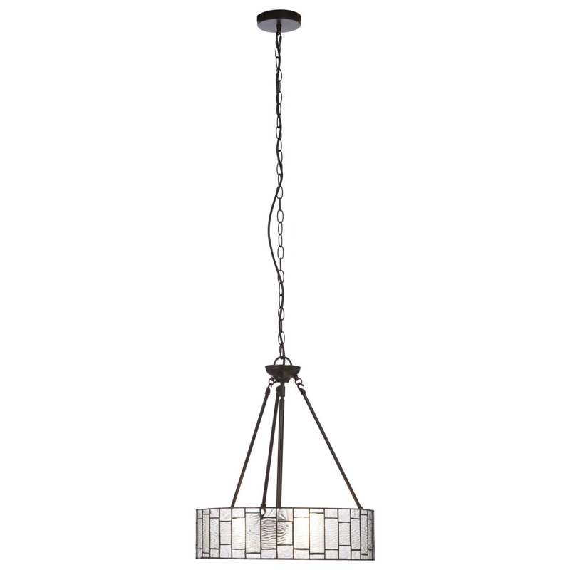 Mundelein 3 - Light Black/Silver Drum Pendant