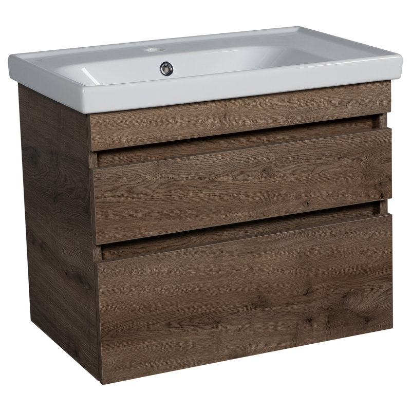 Meuble-lavabo simple mural 39,6 po avec plateau en céramique et miroir Jaiton