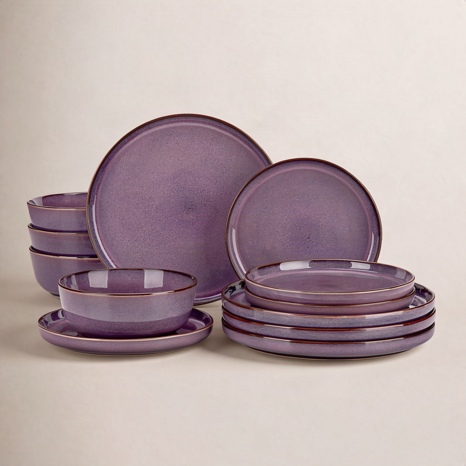 Marienne Ceramic Dinnerware Set, Purple