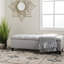 Bouton de rangement avec piqûre en losange v2 en tissu gris, pieds amovibles, l 51 po x P 17,5 po H 17 po pour le sous-sol - banc en tissu, siège de cave à vin-1210520511