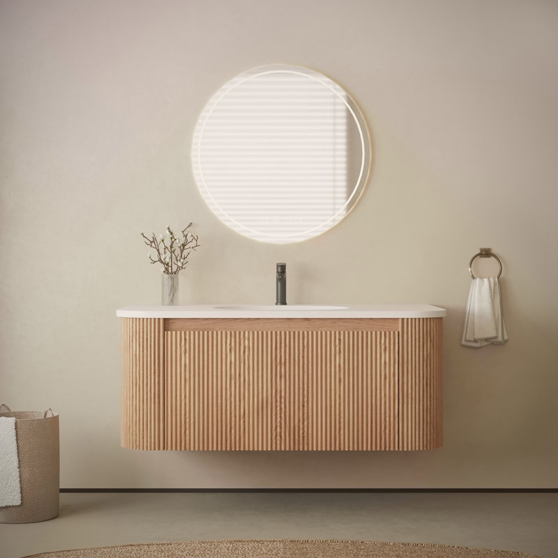 Ensemble de meuble-lavabo mural 36 po avec lavabo en marbre artificiel Arcora