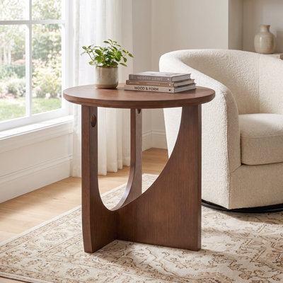 19.7" Round Solid Wood End Table