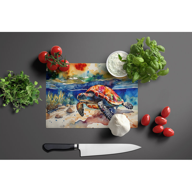 Loggerhead Sea Turtle Glass Cutting Board Large