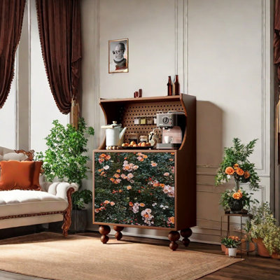 Large capacity flower pattern accent cabinet