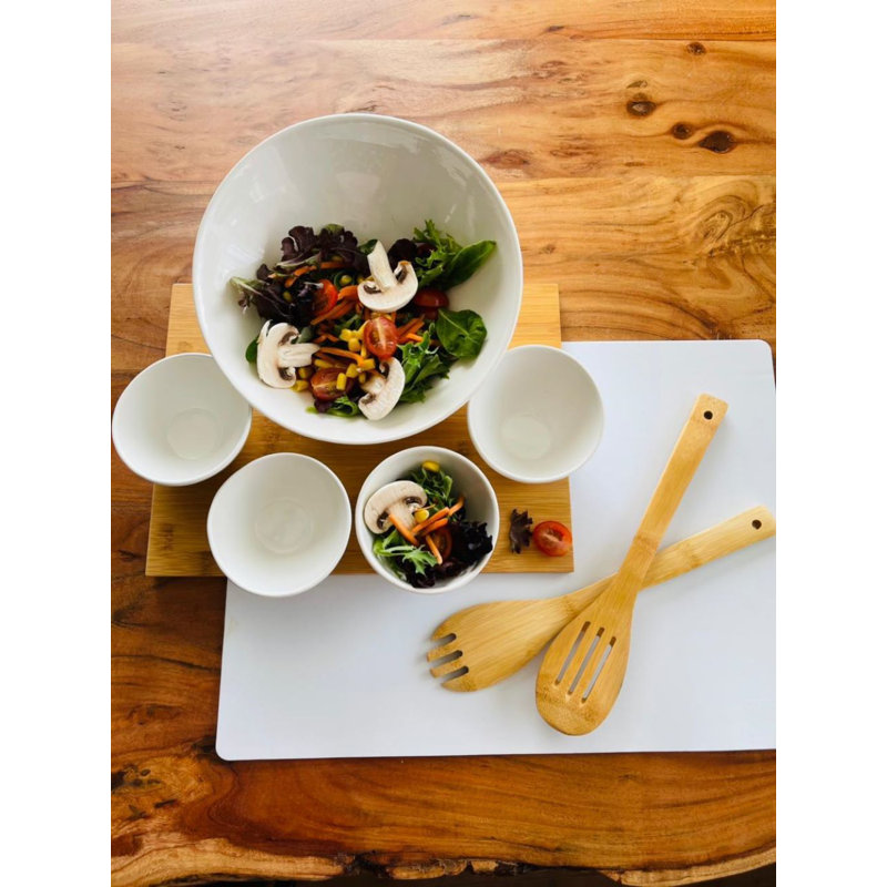Ensemble de 7 bols à salade Artika et support en bois